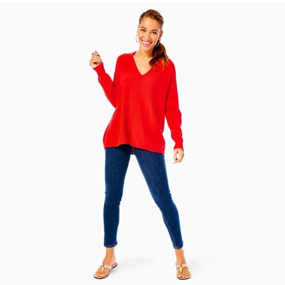 Lilly Pulitzer NWT Sevie Dolman Sleeve Sweater-Ruby Red- Size M - Picture 1 of 8